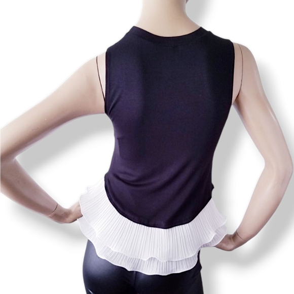 J Story Black "New York" White Ruffled Peplum Waist Top - Picture 6 of 8